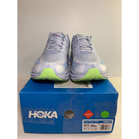 .4174 Hoka Clifton 9 Wide, Grey/Blue, Womens Running Shoes-US 9.5 Womens - Picture 2 of 5